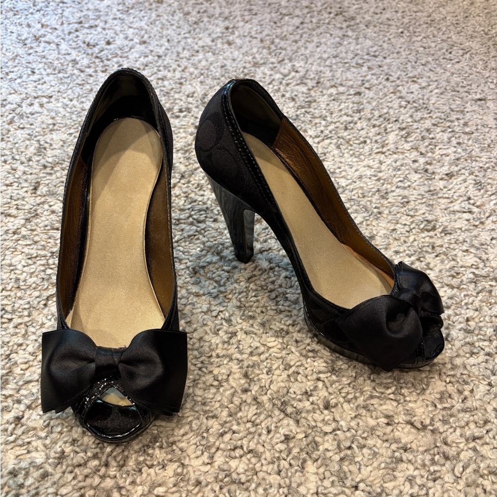 Coach Black Bow Heels